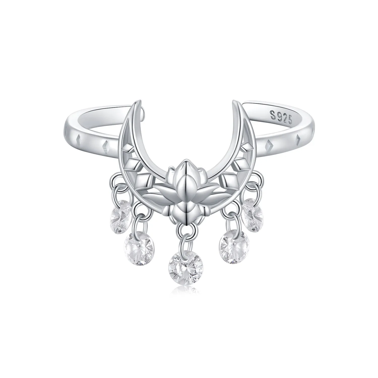 inel stil pandora cu lună și lotus scr955