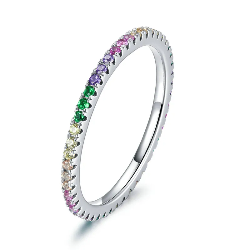 inel stil pandora cu model în curcubeu bsr168
