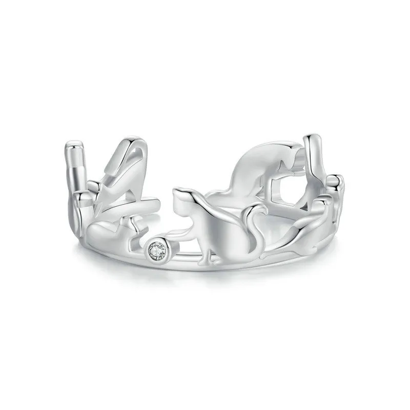 inel stil pandora cu pisică scr944 e