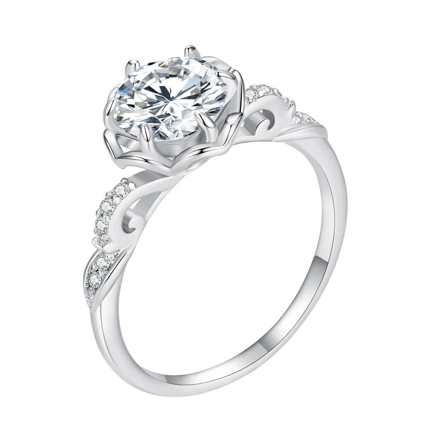 inel stil pandora cu roz romantic bsr387