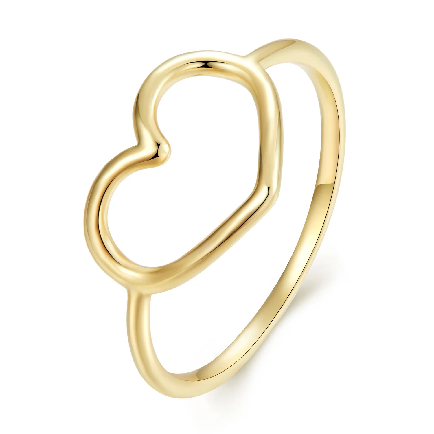 Inel în stil Pandora, formă inimă, aurit - SCR641-B