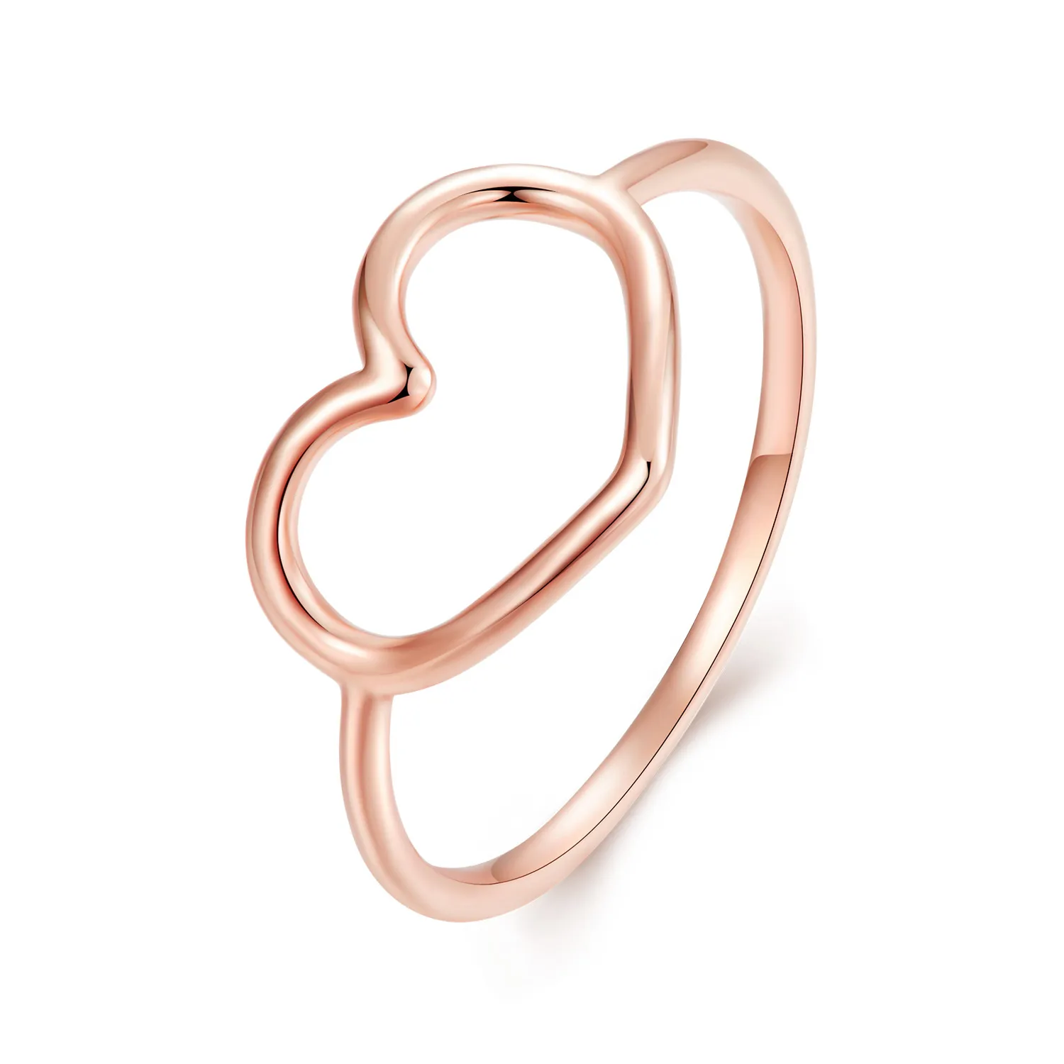 Inel în stilul Pandora, în formă de inimă, placat cu aur roz - SCR641-C