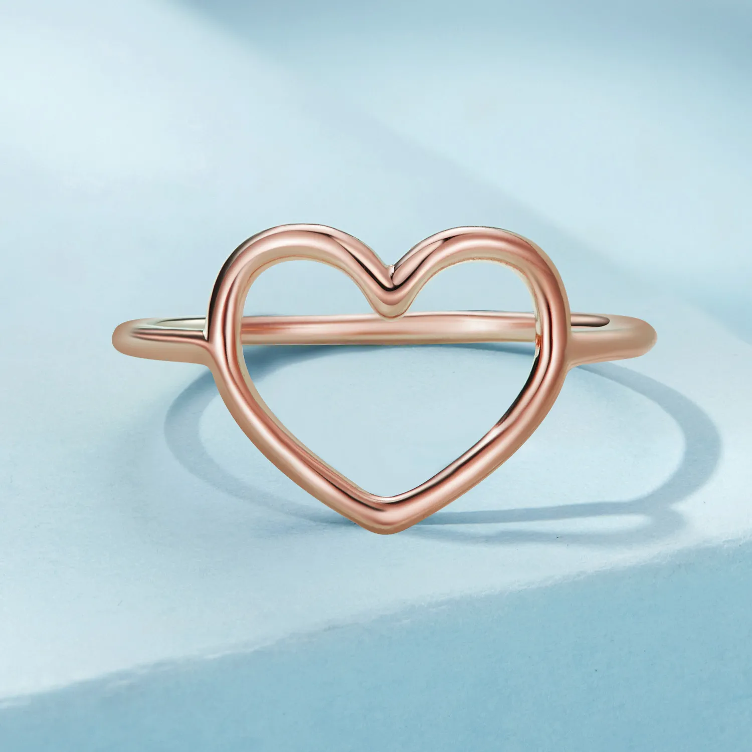 Inel în stilul Pandora, în formă de inimă, placat cu aur roz - SCR641-C