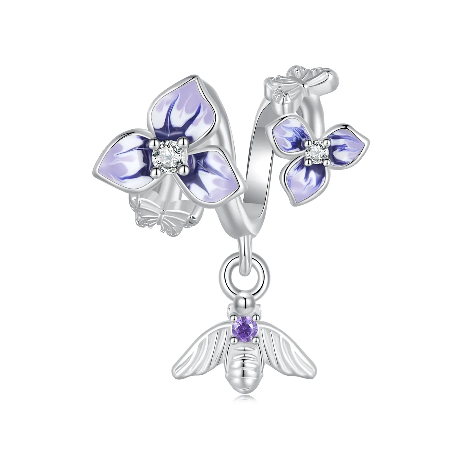 pandantiv stil pandora cu floare de panselută scc2584