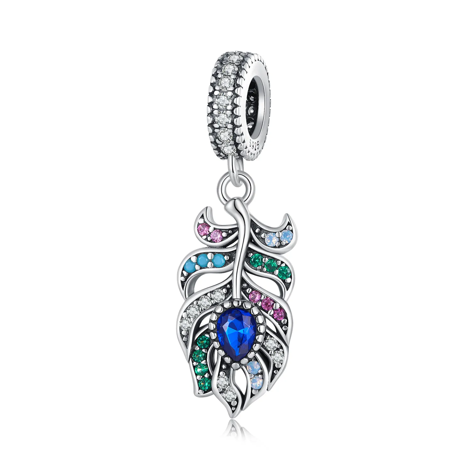 pandora stil pene de paun pandantiv scc2590