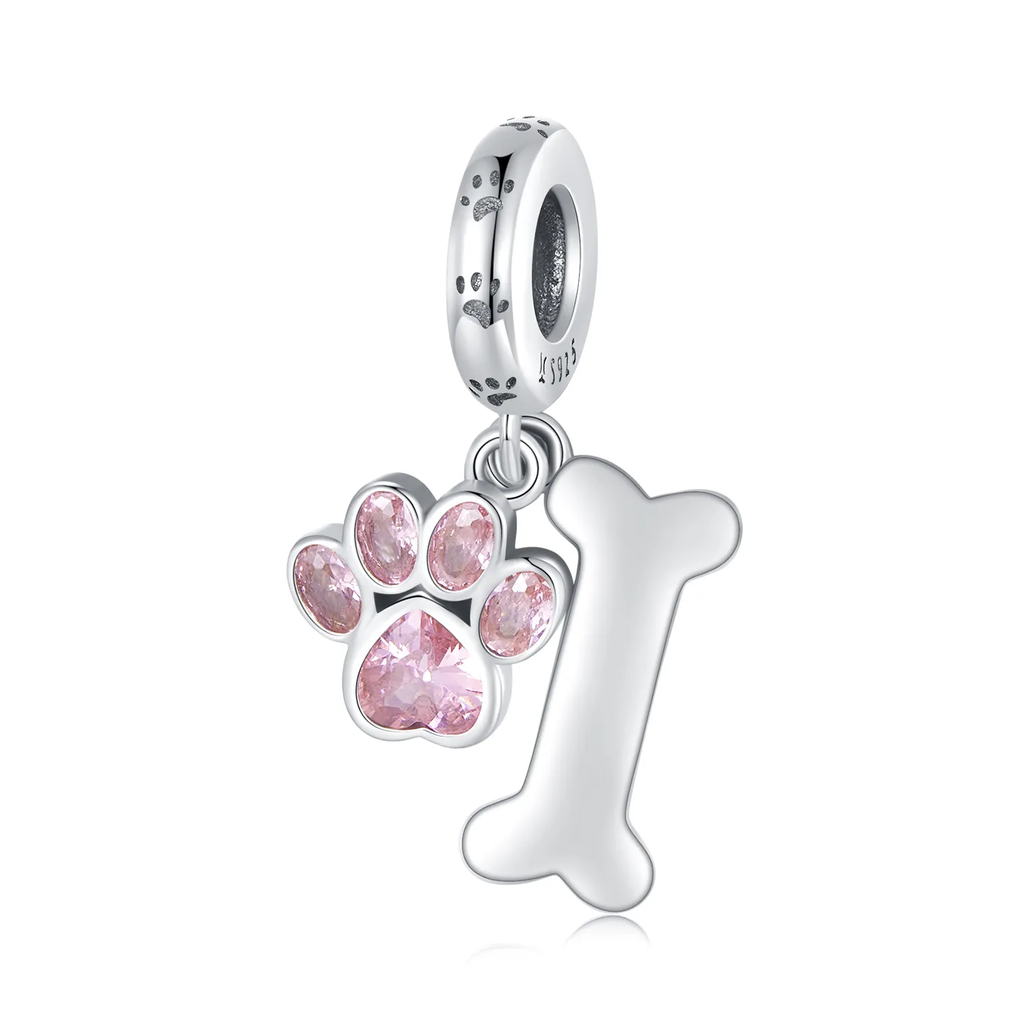 pandora stil roz lăbuță de câine cu oase atârnătoare scc2127 pk