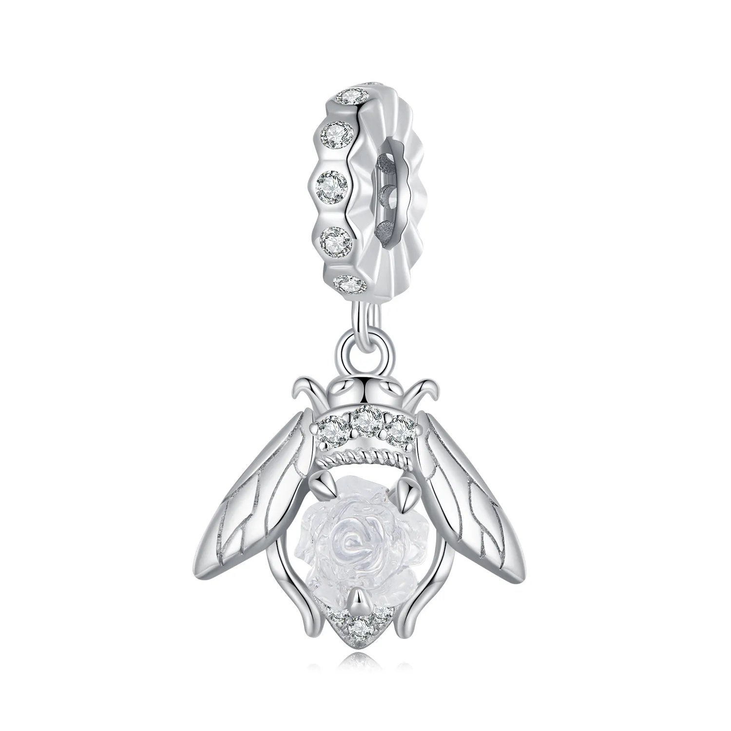 pandora style lumina sensibilă albinuță roz cu pandantiv scc2598