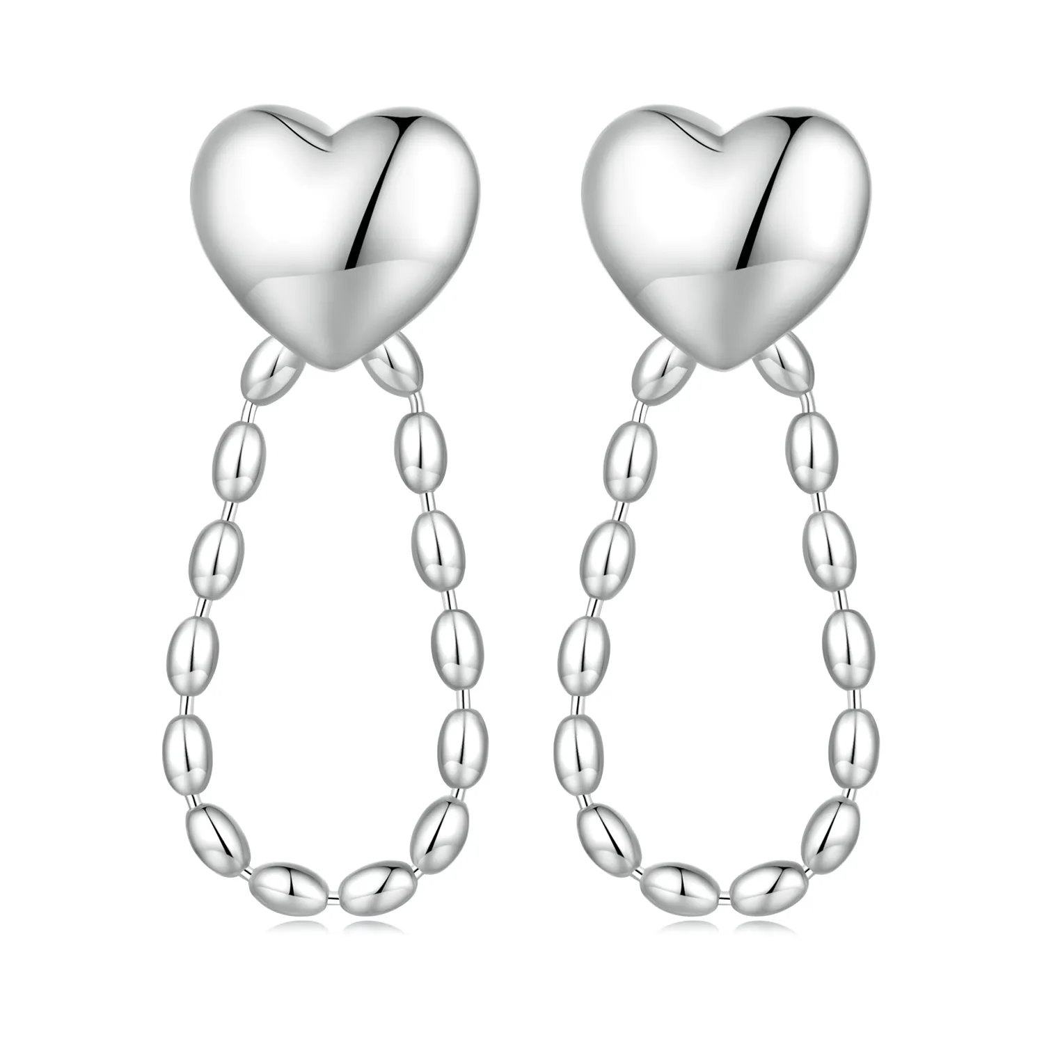 Stilul Pandora cercei cu pandantive în formă de inimă cu franjuri - BSE825