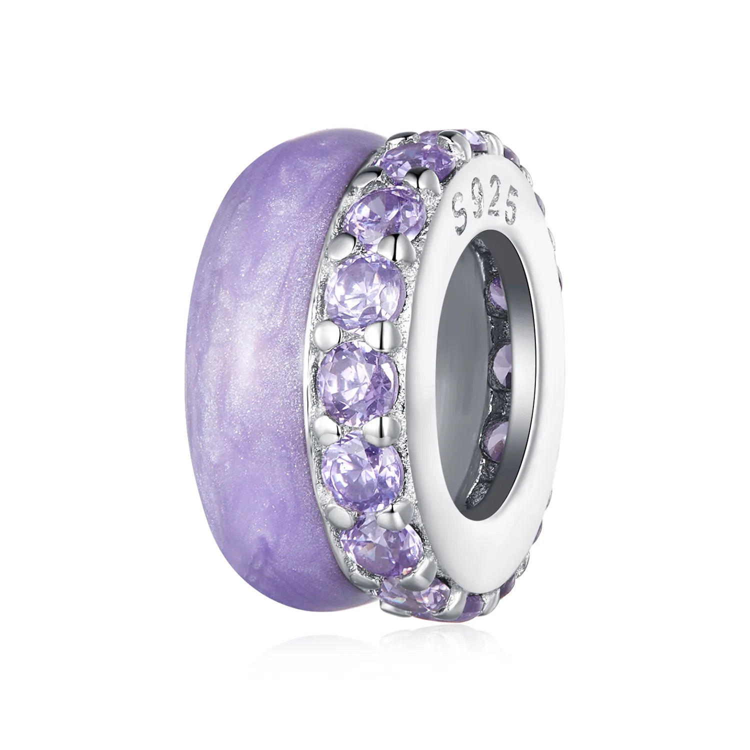 stilul pandora spacer din silicon violet cu două straturi bsc883 vt