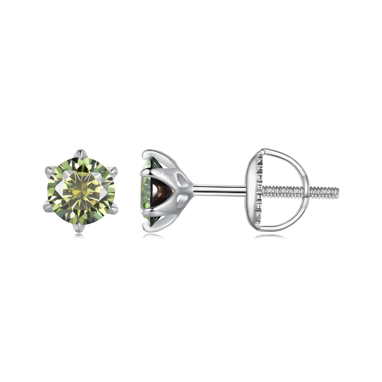 studuri pentru cercei în stilul pandora cu smarald moissanite mse025 sgn