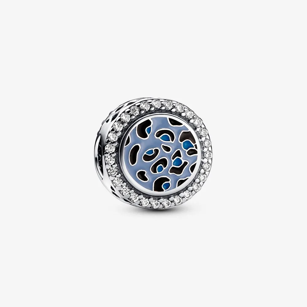 charm din argint sterling cu imprimeu leopard albastru 792016cz_e024