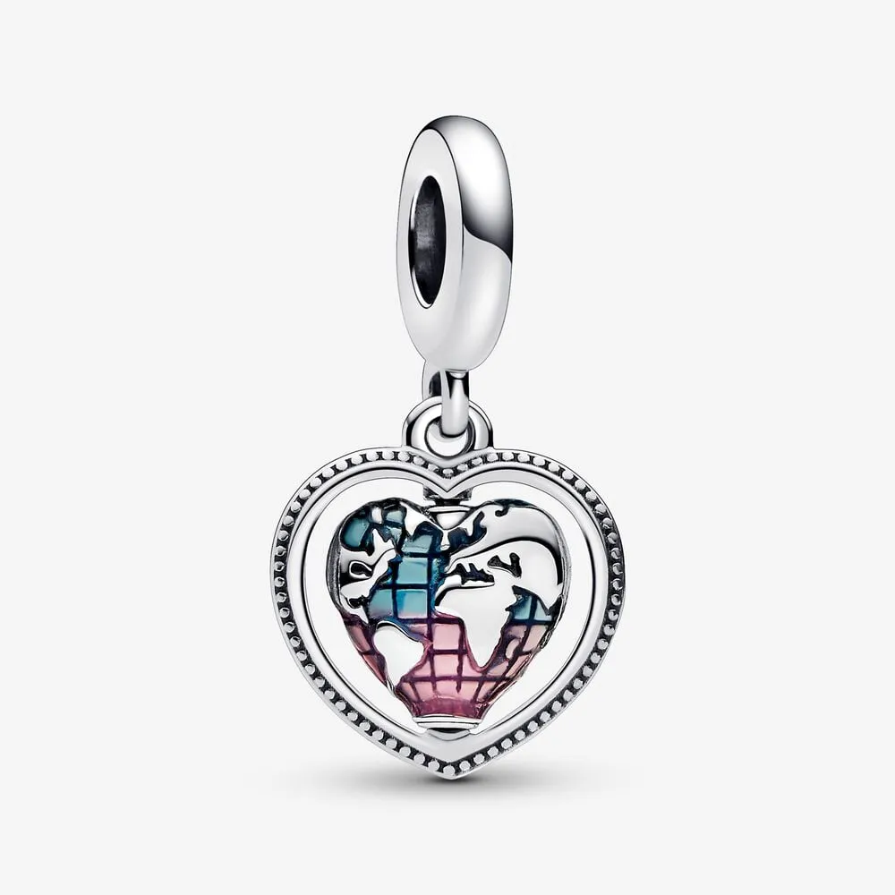 familie spinning heart globe dangle charm 792240c01