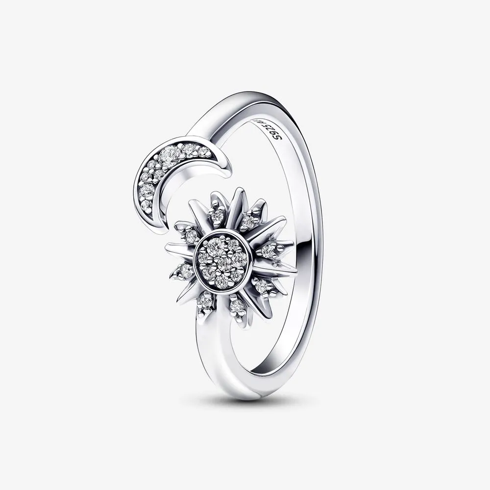 inel deschis soare și lună din argint sterling 192845c01