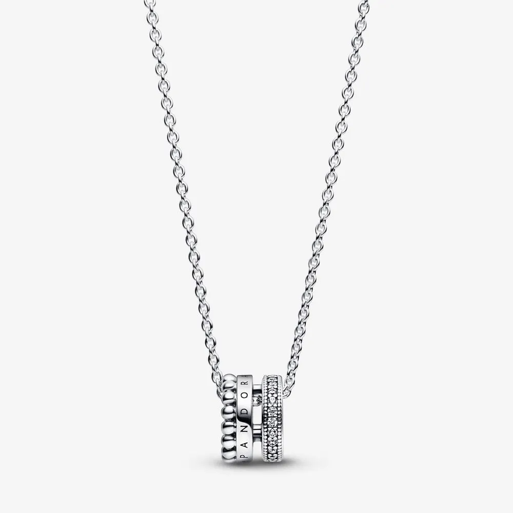 pandantiv și colier pandora signature logo pavé și margele 392311c01
