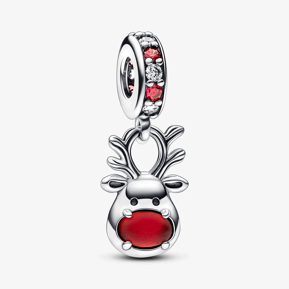 talisman de tip pandantiv din sticlă de murano cu ren cu nas roșu 792330c01