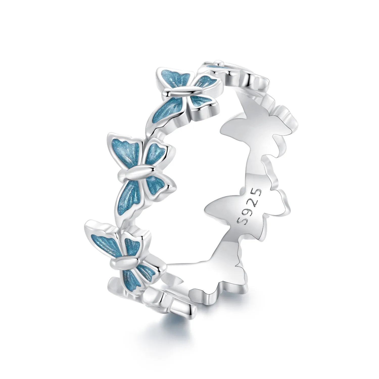 inel fluture albastru stil pandora bsr508
