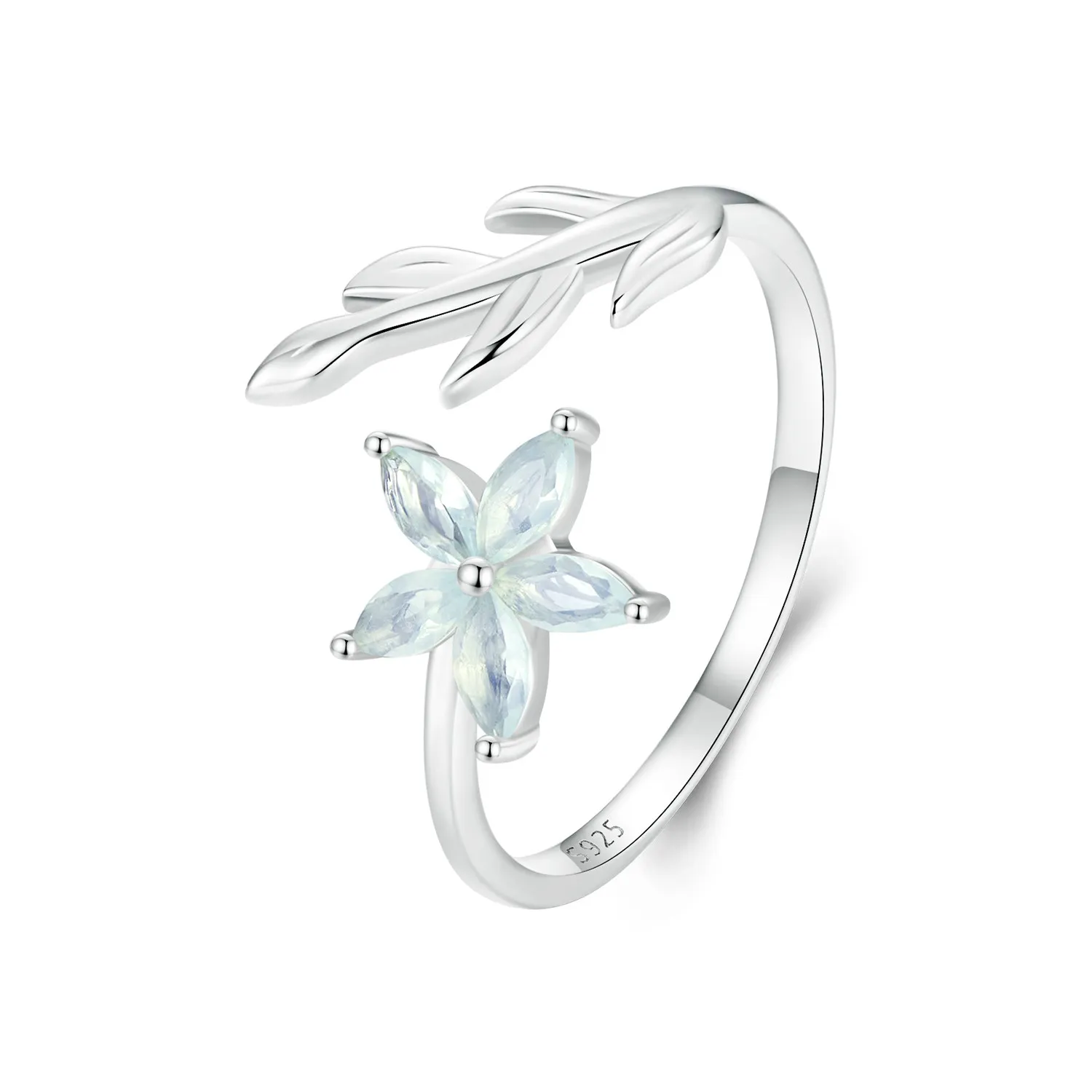 inel deschis floare verde stil pandora bsr533e