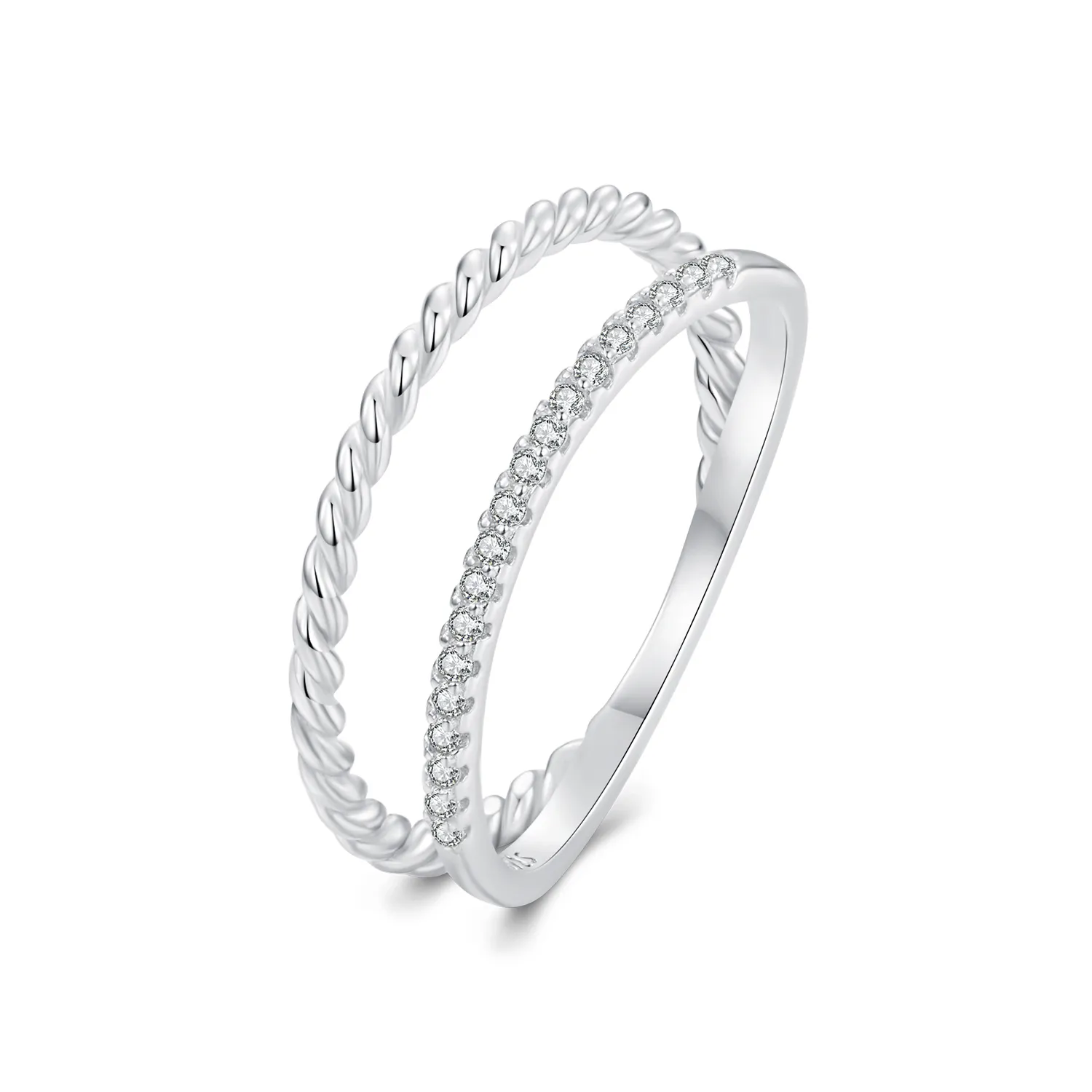 inel stil sofisticat cu două straturi stil pandora bsr541