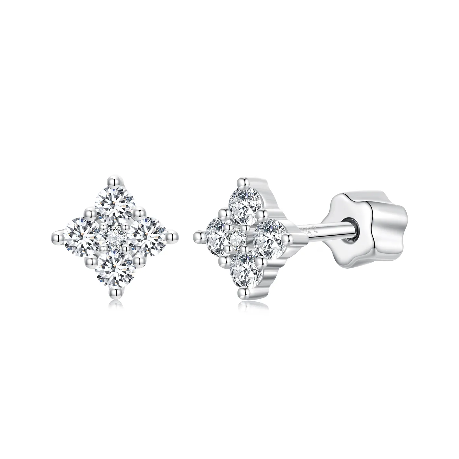 cercei moissanite cu trifoi cu patru foi stil pandora cu un certificat mse056