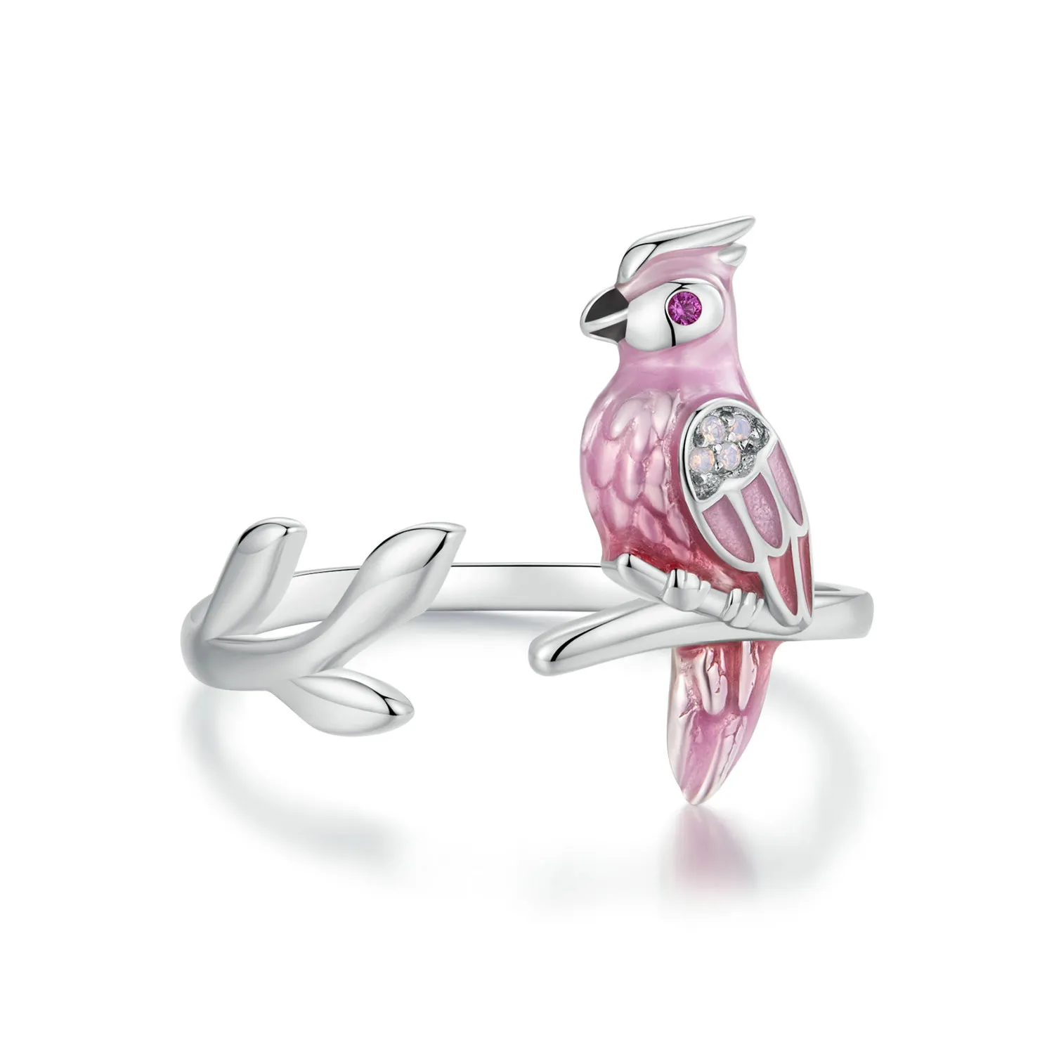 inel deschis papagal roz stil pandora bsr551e