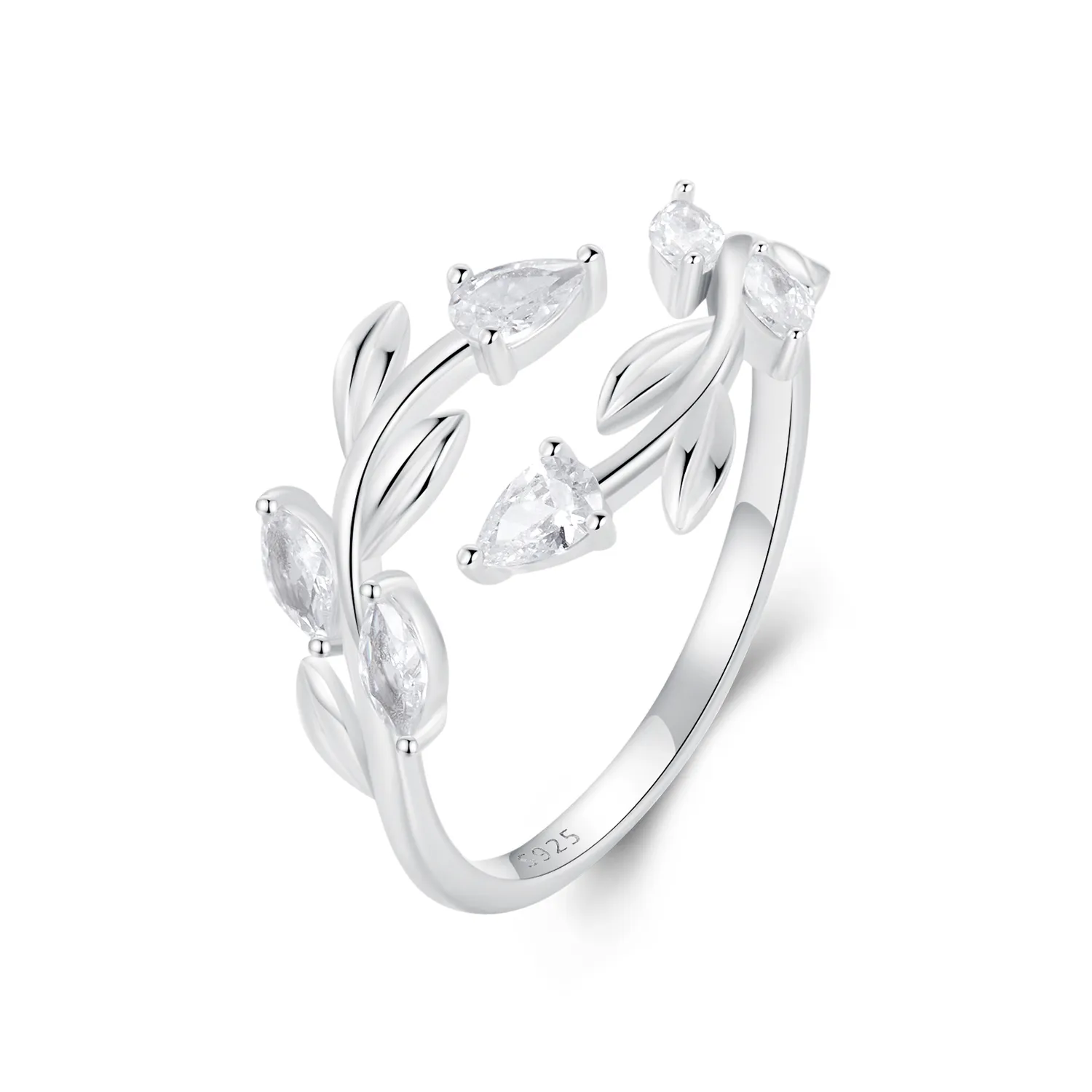 pandora tip leaf wrap open ring bsr552e