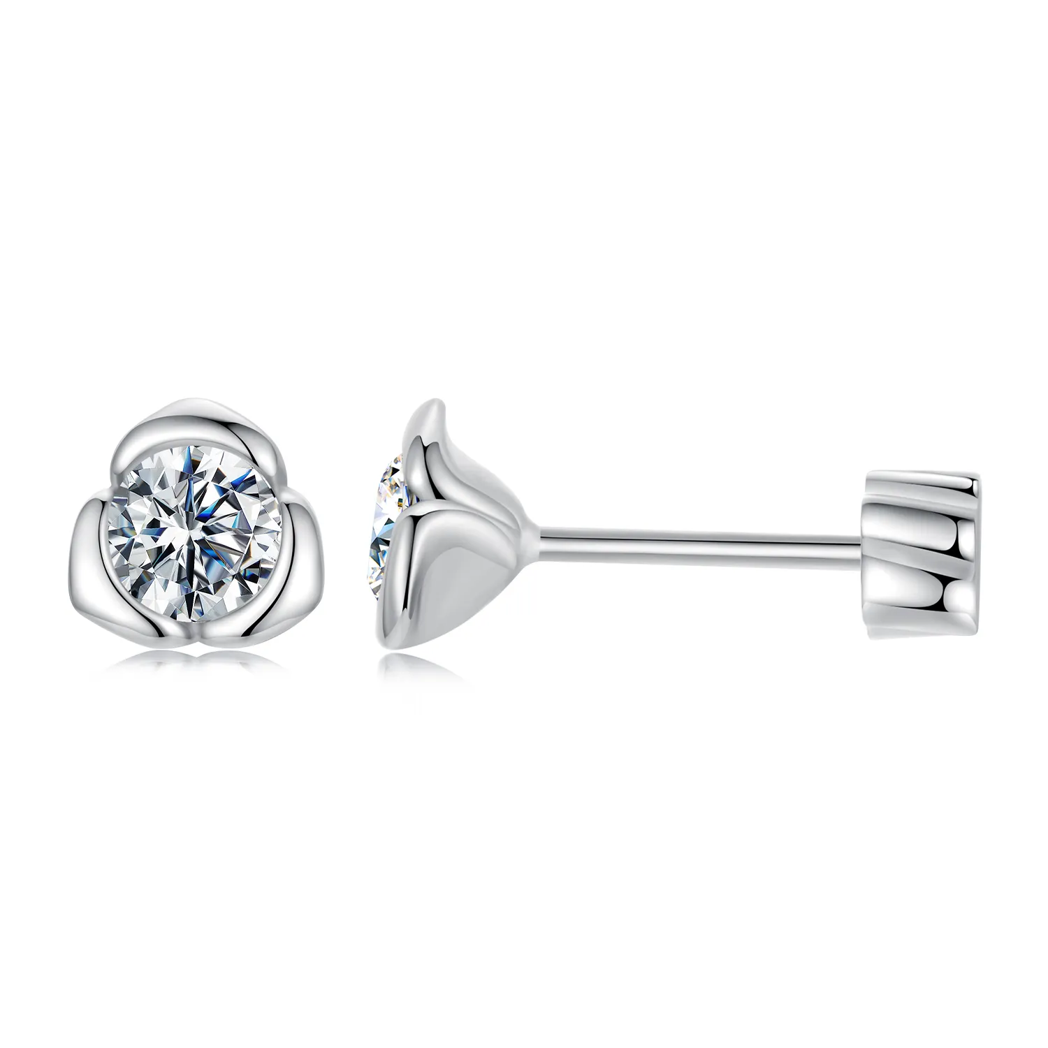 cercei cu trandafir moissanite stil pandora cu un certificat mse071