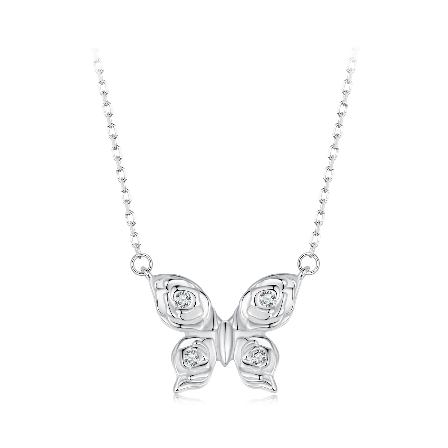 colier fluture trandafir stil pandora bsn396