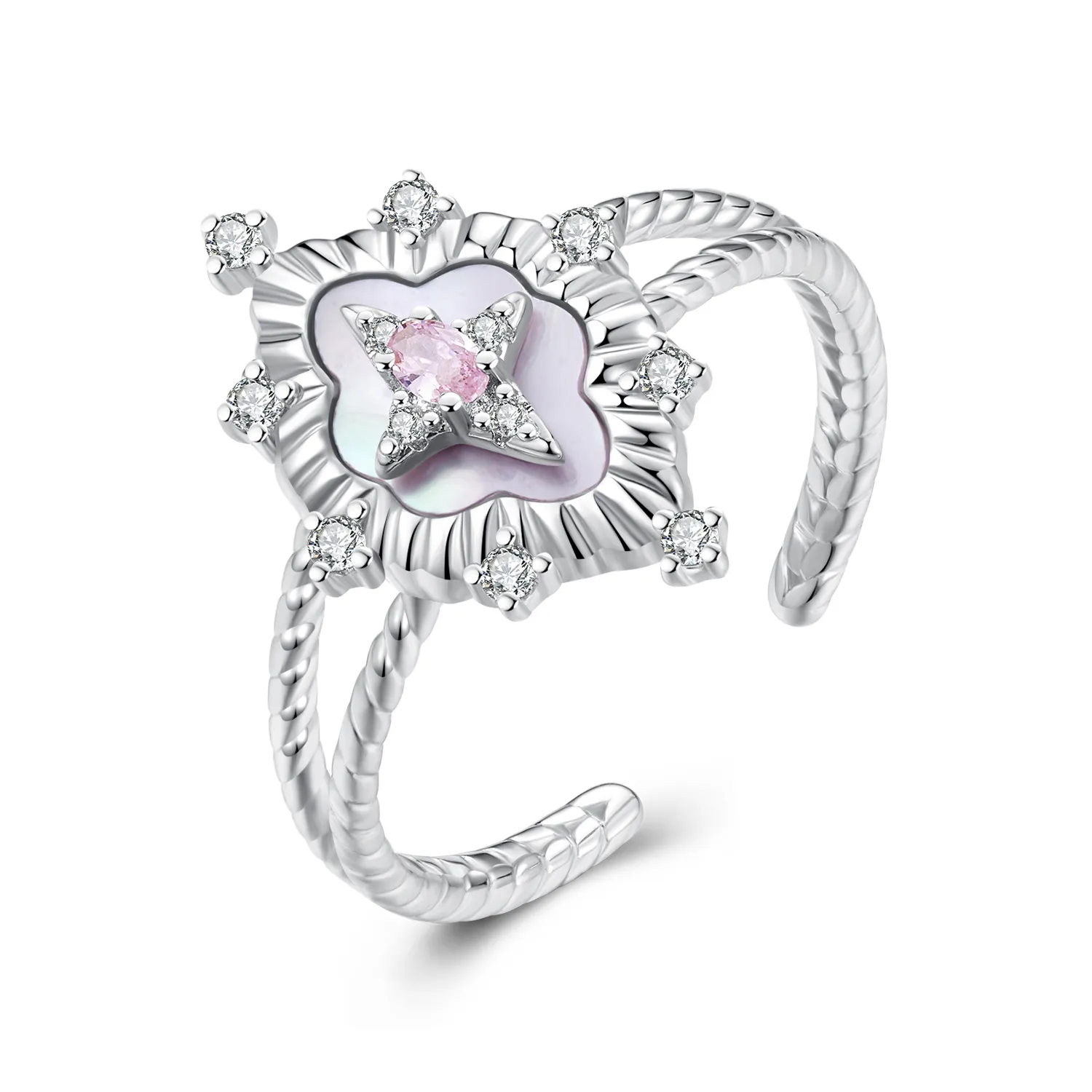 inel deschis în stil pandora starlight pink shell yir244 e