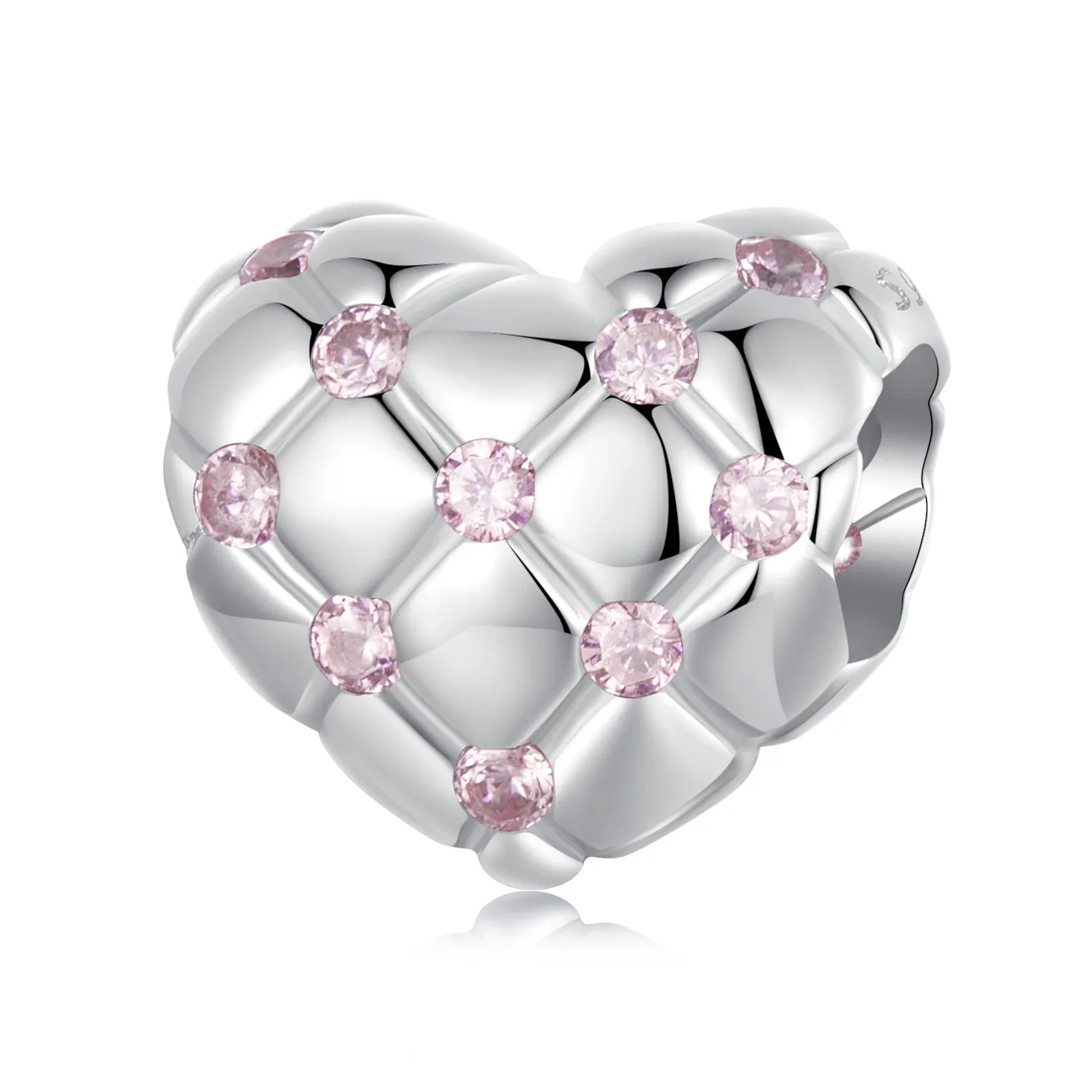 margele de inimă de diamant roz stil pandora bsc1054