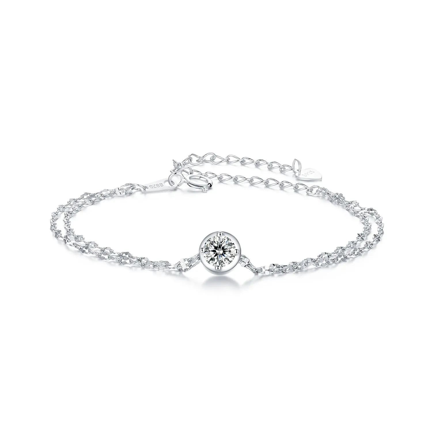 pandora style 05ct moissanite brățară cu gresie dublă cu un certificat msb020