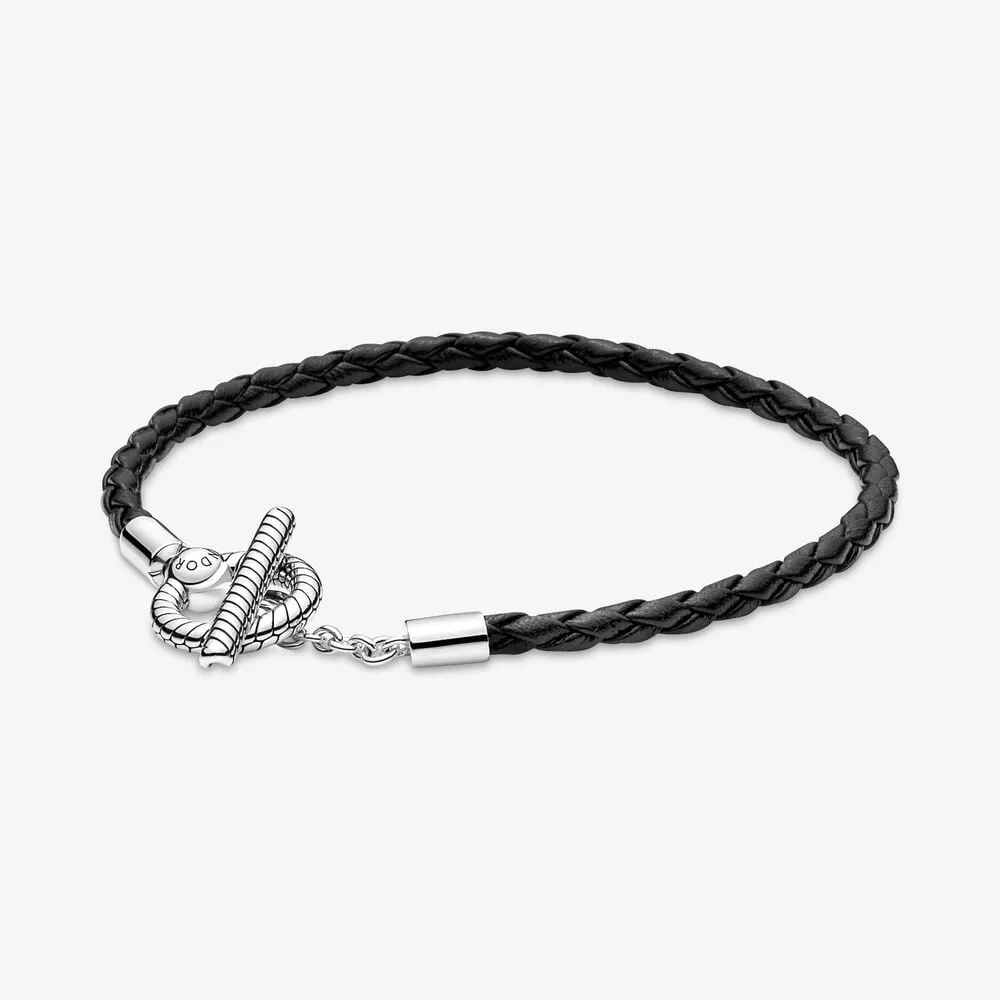 brățară cu bară în t din piele împletită pandora moments 591675c01