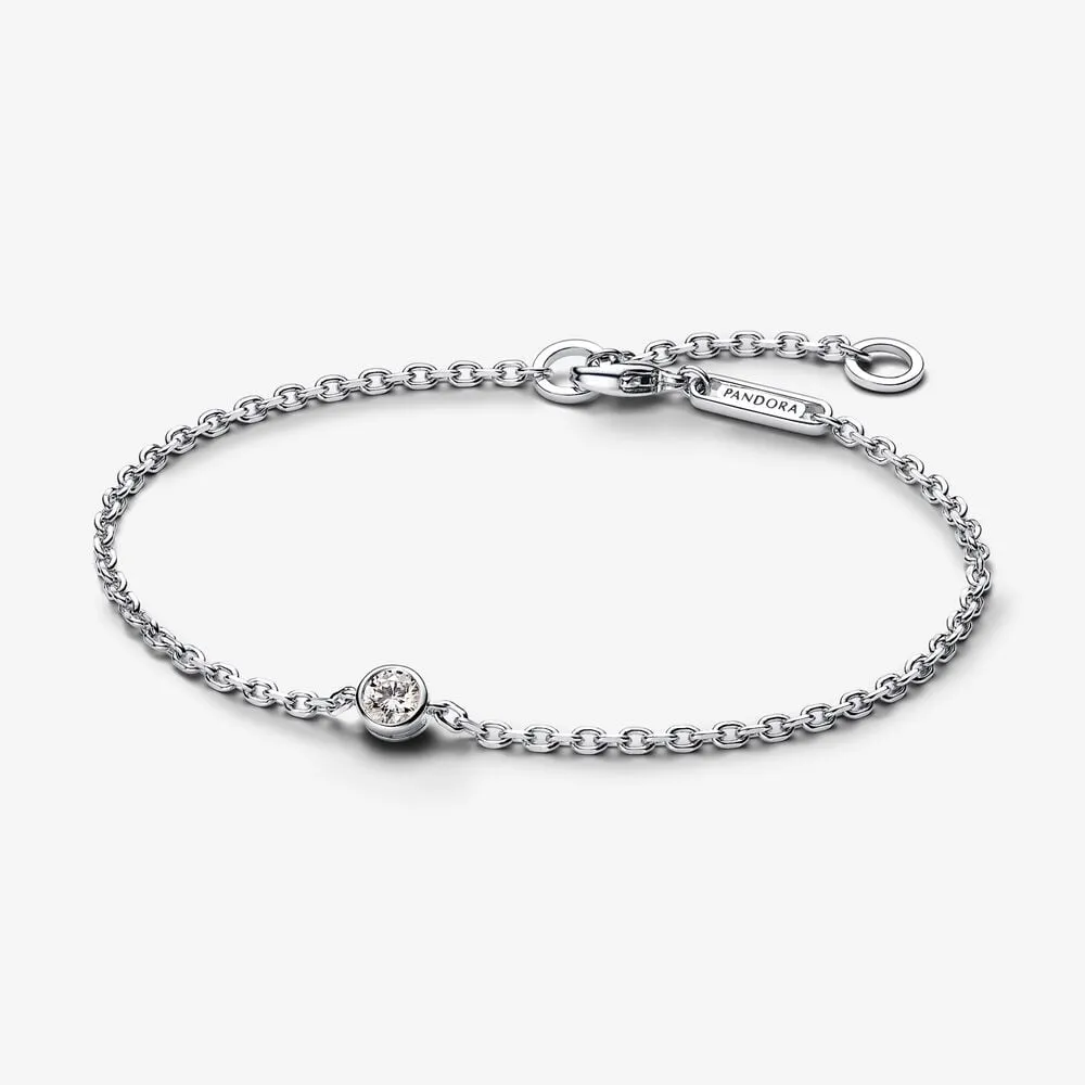 brățară cu lanț cu lunetă cu diamante cultivată în laborator pandora era 015 carate tw argint sterling 592847c01