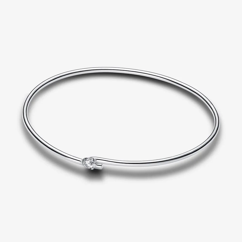 brățară fixă deschisă din argint 925 cu diamant creat în laborator pandora nova 593220c01