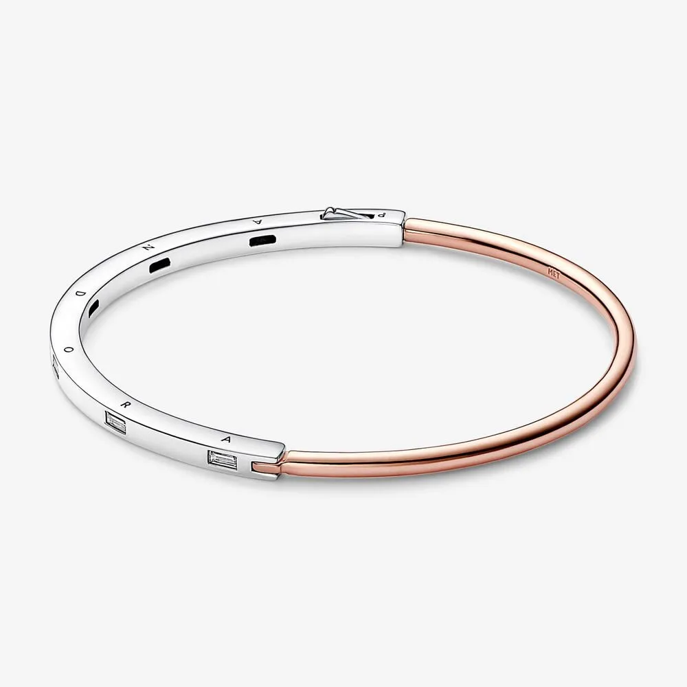 brățară fixă pavé i d în două tonuri pandora signature 582740c01