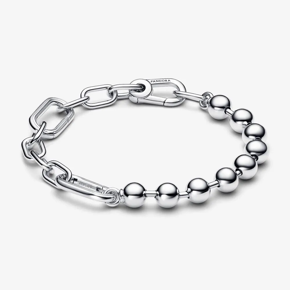 brățară tip lanț cu verigi și mărgele metalice pandora me 592793c00