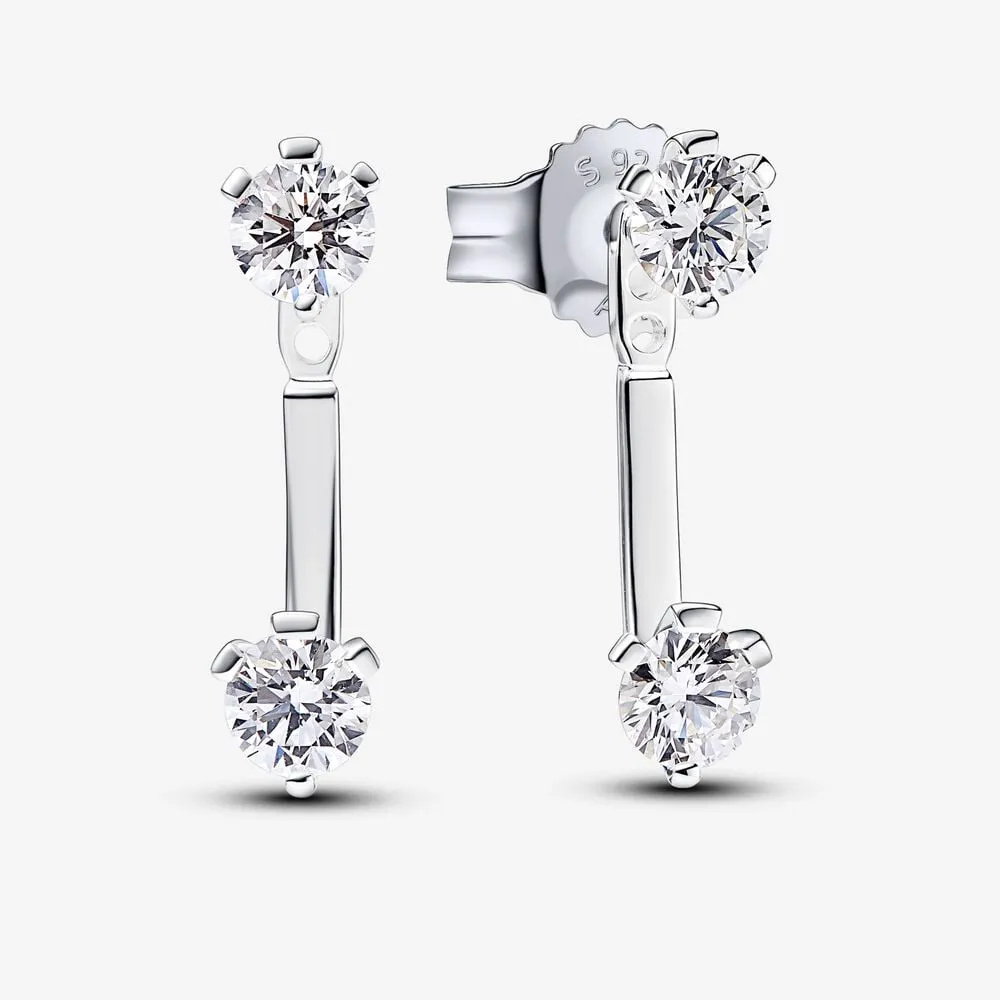 cercei cu jachetă cu clorură de diamante cultivați în laborator pandora nova 100 carate din argint sterling 292863c01