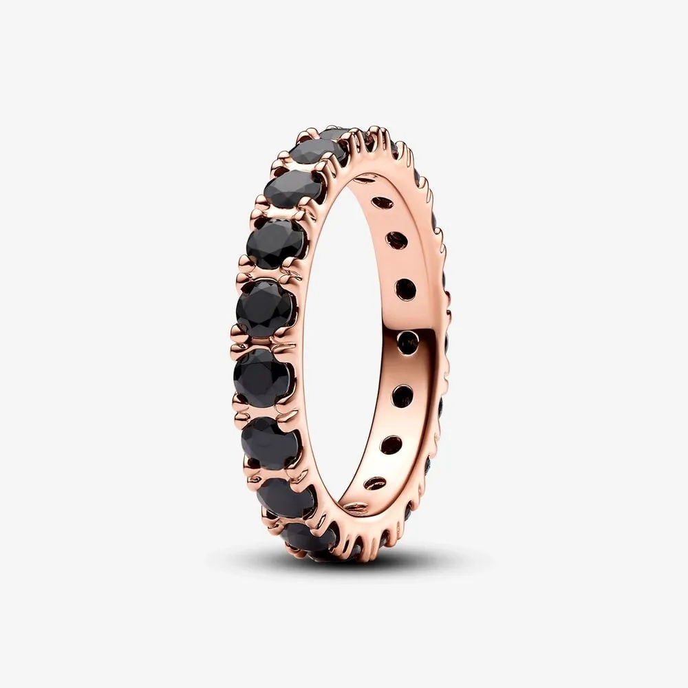 inel pandora tip eternity cu rând negru strălucitor 180050c02
