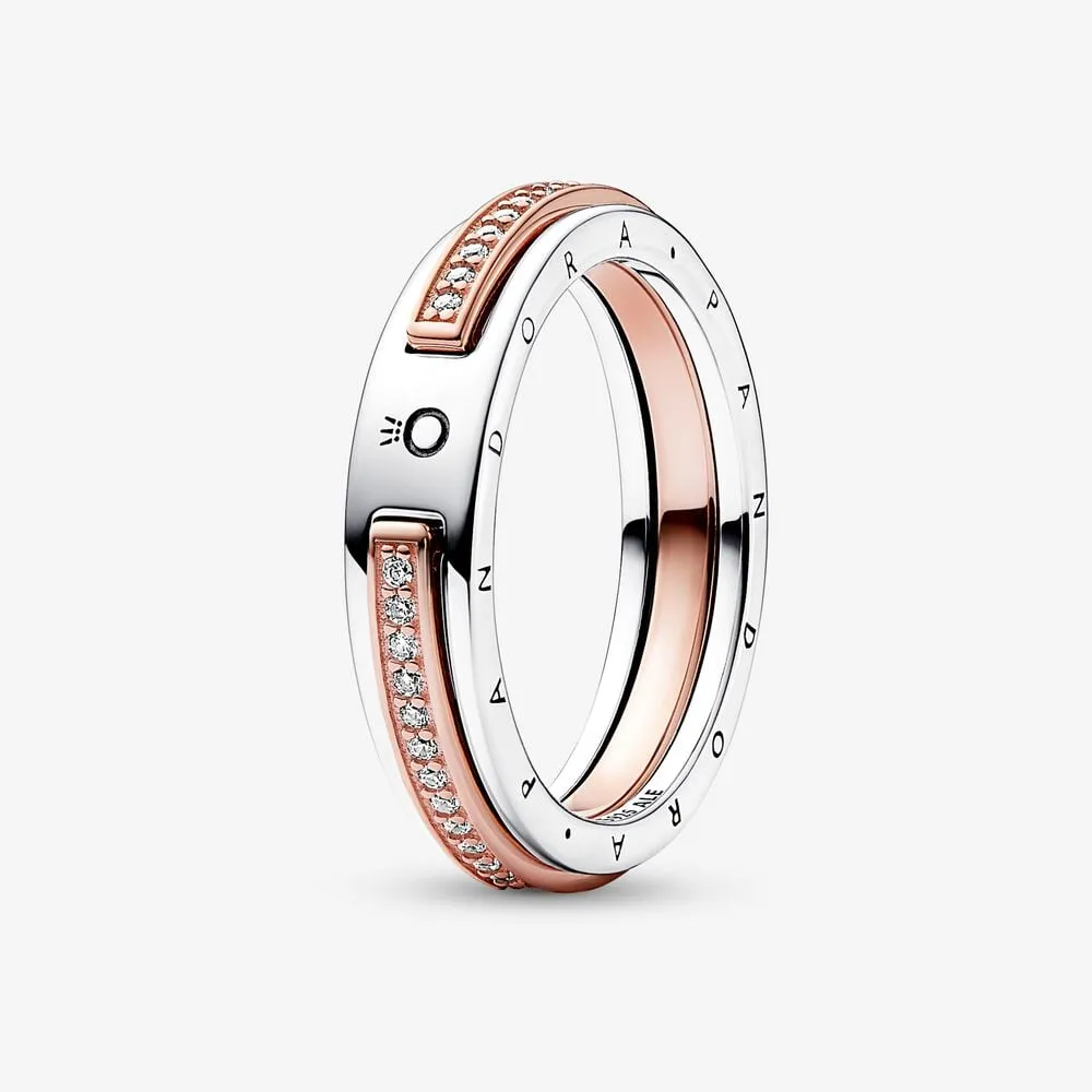 inel pavé cu logoul pandora signature în două tonuri 182773c01