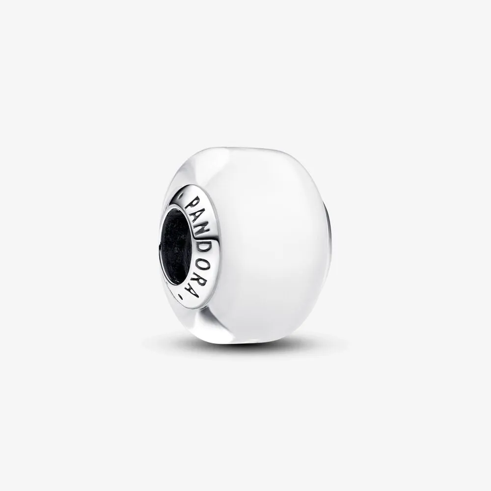 mini talisman pandora din sticlă de murano alb 793118c00