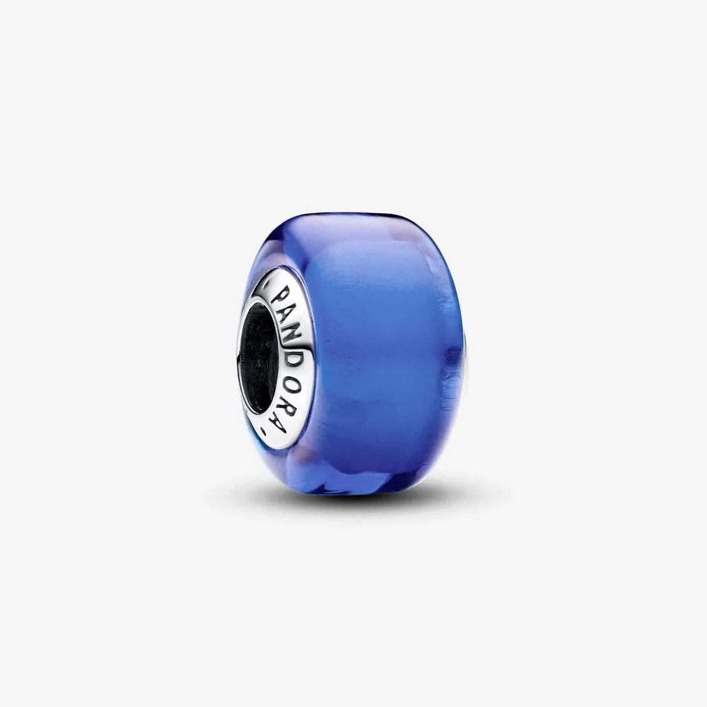 mini talisman pandora din sticlă de murano albastră 793105c00