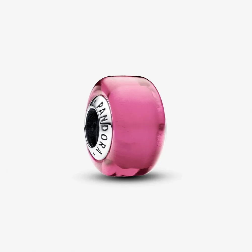 mini talisman pandora din sticlă de murano roz 793107c00