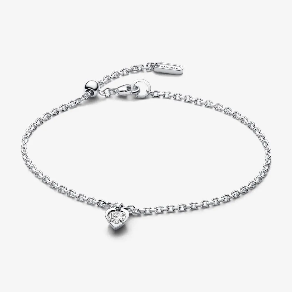 pandora heart sterling silver bracelet with 025 ct tw g j vs+ round brilliant excellent cut lab grown diamond 593094c01