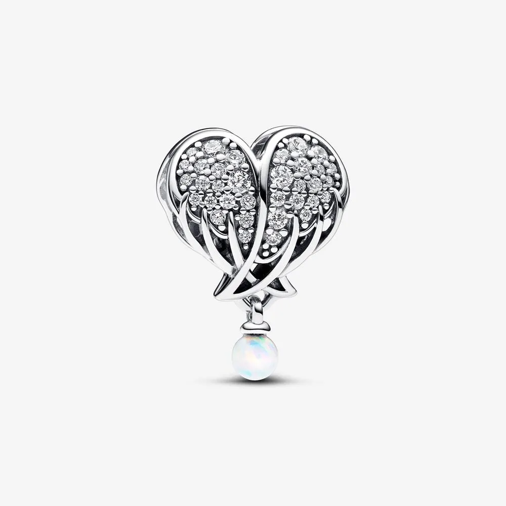 talisman pandora cu aripi de înger și inimă strălucitoare 792980c01
