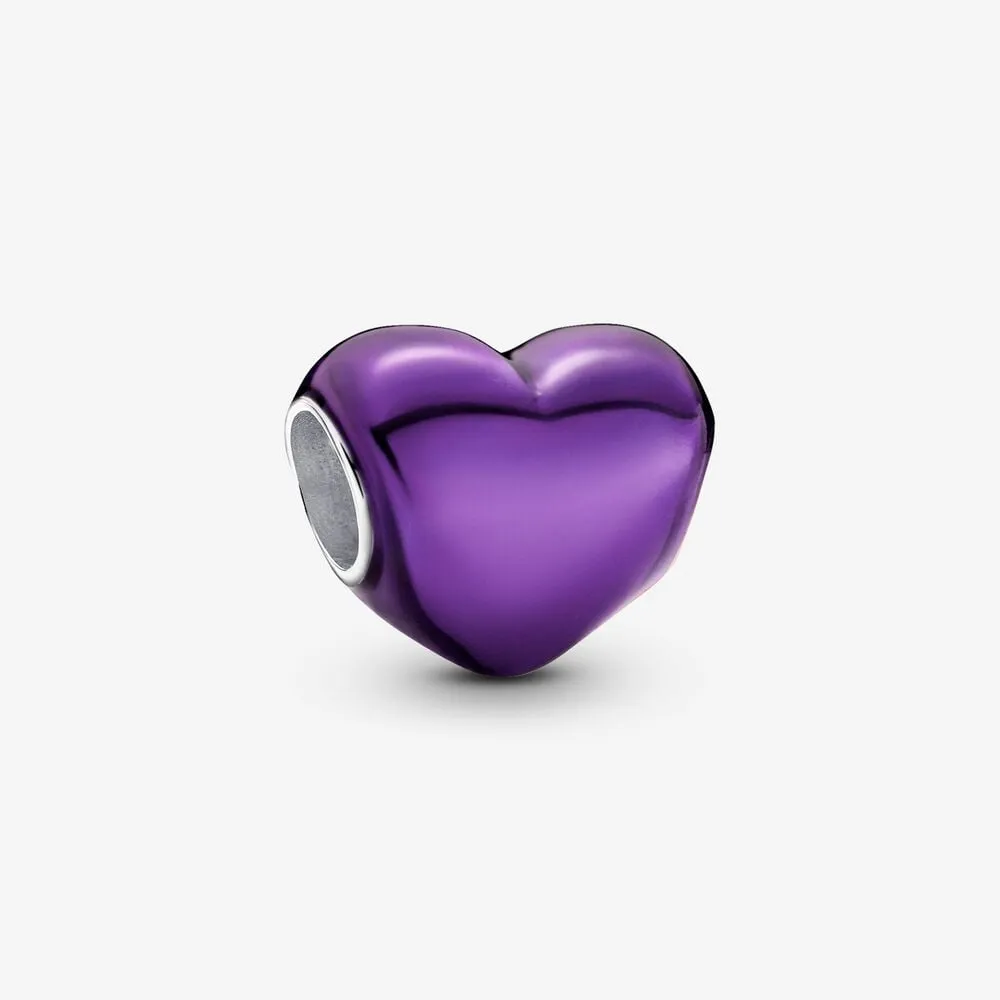 talisman pandora cu inimă violetă metalică 793337c01