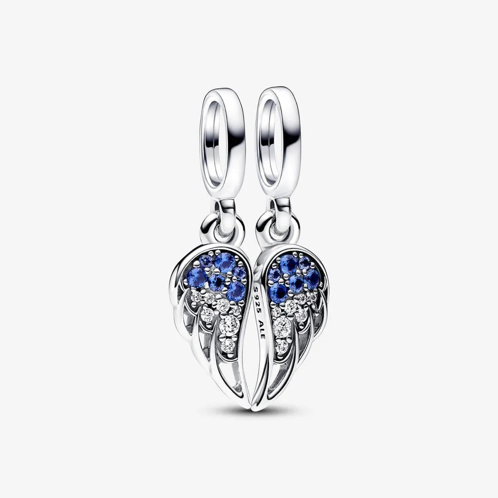 talisman pandora de tip pandantiv cu aripi strălucitoare de înger din două piese 792821c01