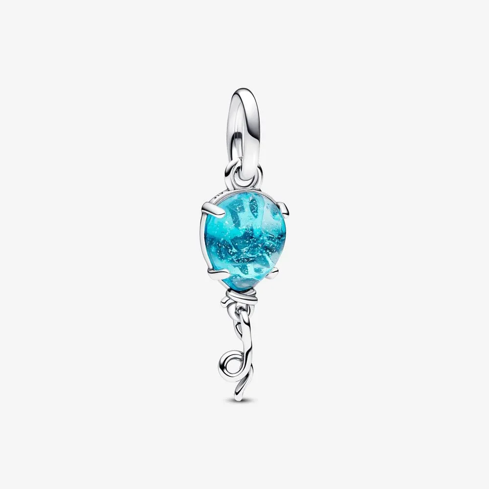 talisman pandora de tip pandantiv cu balon din sticlă de murano albastră 792792c01