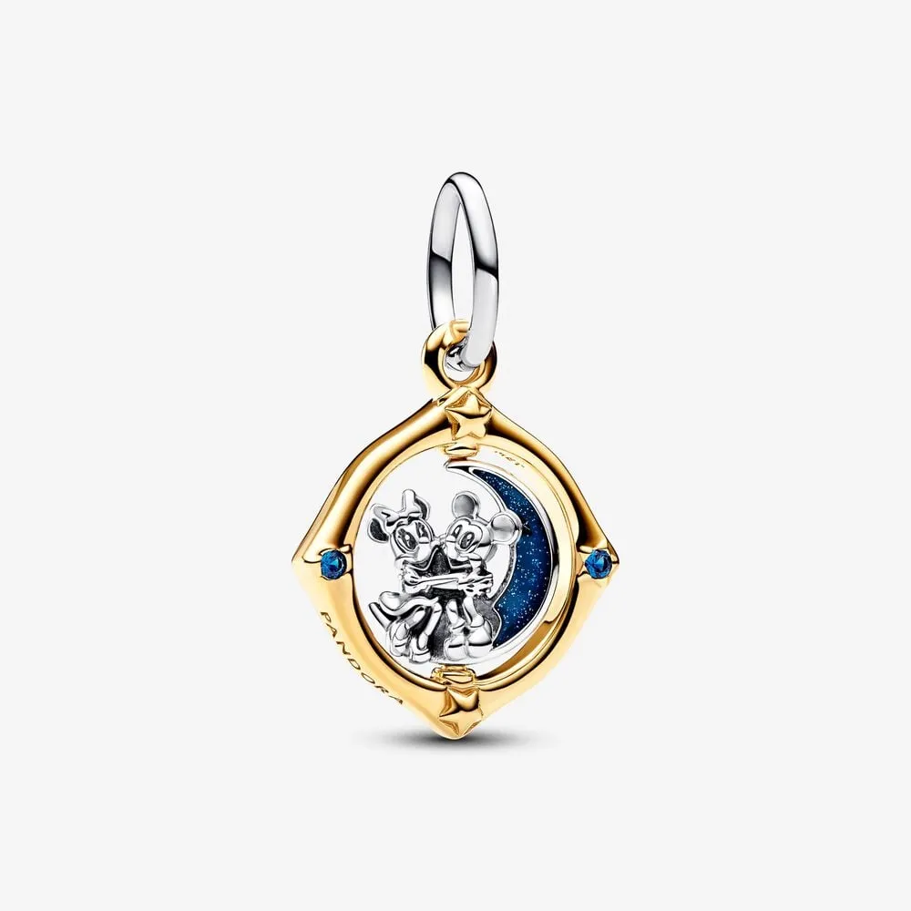 talisman pandora de tip pandantiv cu lună rotativă în două nuanțe și cu mickey mouse și minnie mouse de la disney 762955c01