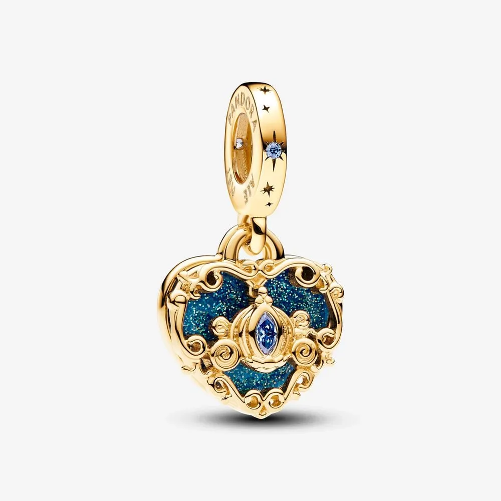 talisman pandora de tip pandantiv dublu disney cinderellas carriage și inimioară 763072c01