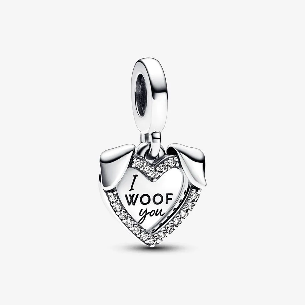 talisman pandora de tip pandantiv dublu inimă și câine 792647c01
