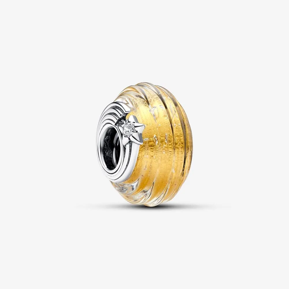 talisman pandora din sticlă de murano cu caneluri în formă de stea căzătoare 792982c01
